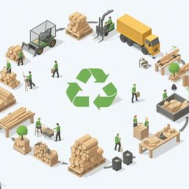 wood recycling process, from collection to reusing or repurposing